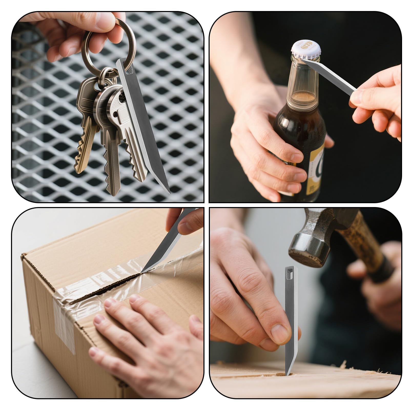 2 Pack EDC Stainless Steel Pry Bar for Every Day Carry Mini Portable Multitool Bottle and Box Opener - Image 4