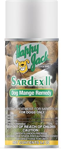 HAPPY JACK Tratamiento Sardex Mange para perros Alivio de picazón inodoro e inoxidable para irritaciones de la piel, incluyendo sarna severa,