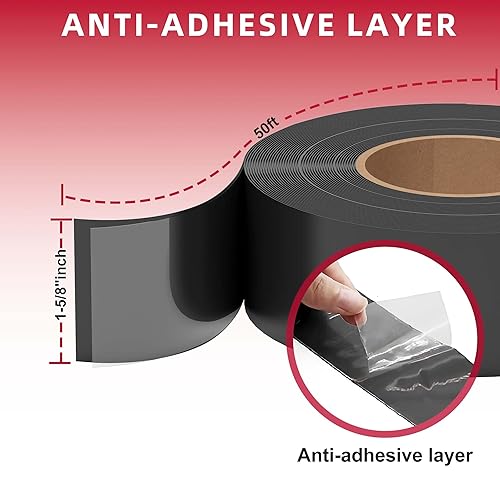 Miniatura 2 de Cinta de vigueta de cubierta de 1-58 pulgadas x 50 pies, paquete de 6 cintas de butilo para cubiertas, cinta de cubierta duradera e impermeable para