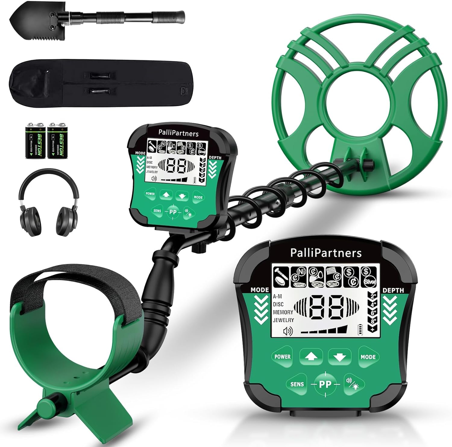 Metal Detector,High Accuracy Adjustable Waterproof Metal Detectors for Adults & Kids with LCD Display&LED Light,Discrimination&All Metal Mode,25.4CM Search Coil,Folding Shovel&Carrying Bag