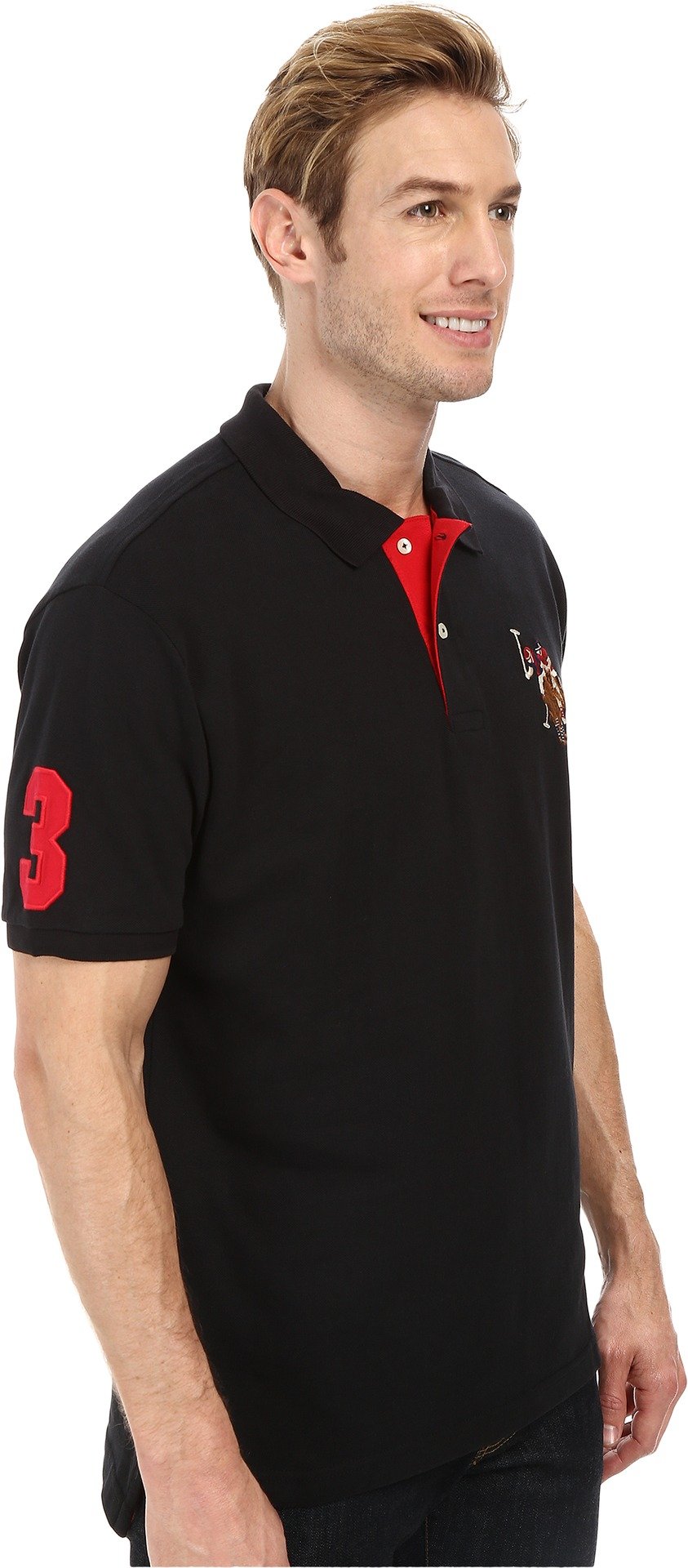 U.S. Polo Assn. Mens Multi Color Logo Solid Pique Polo Shirt product thumbnail 4