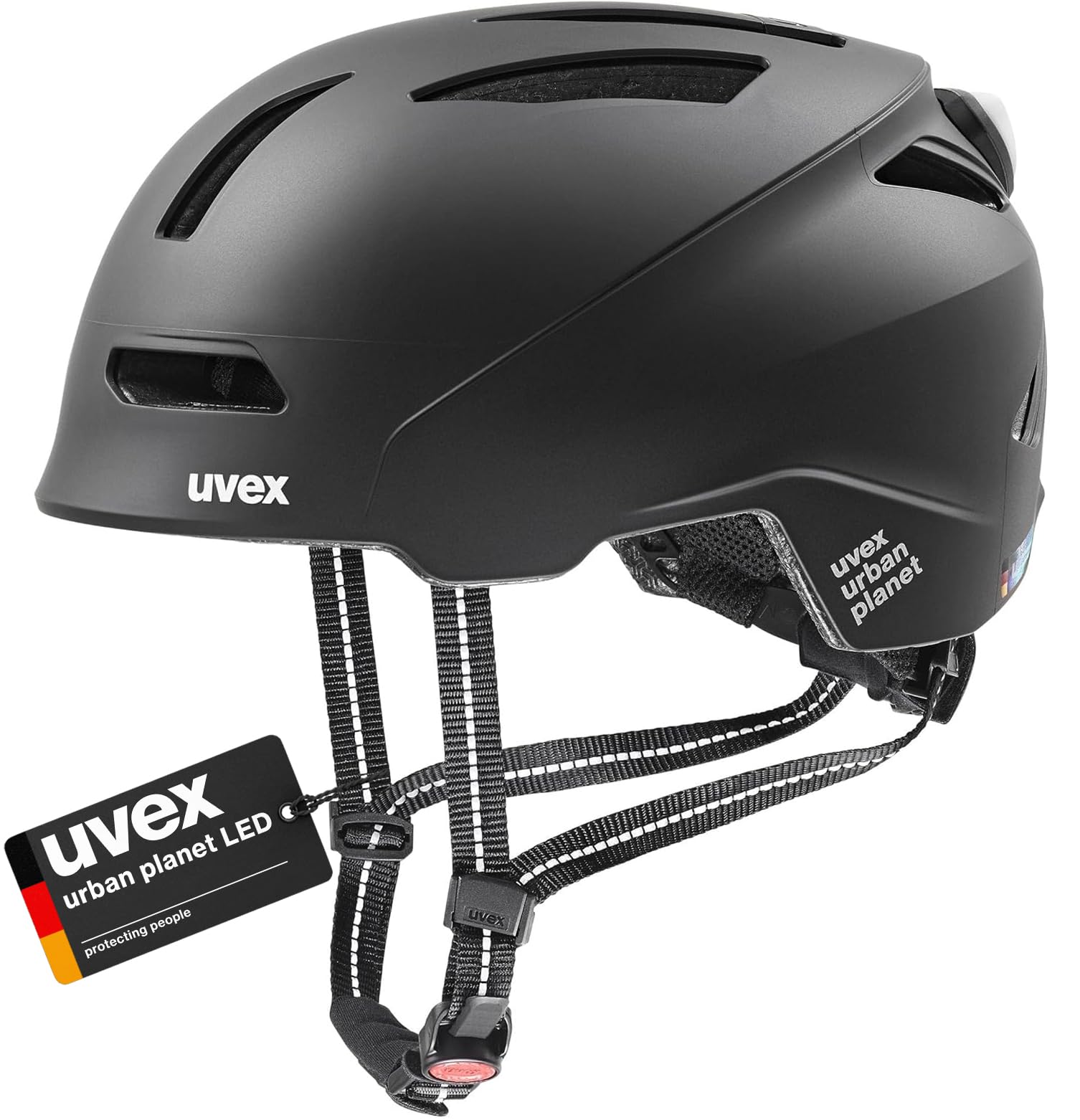 Casque Ville Uvex Urban Planet LED - Homme/Femme - Éclairage Intégré - Matériaux Recyclés