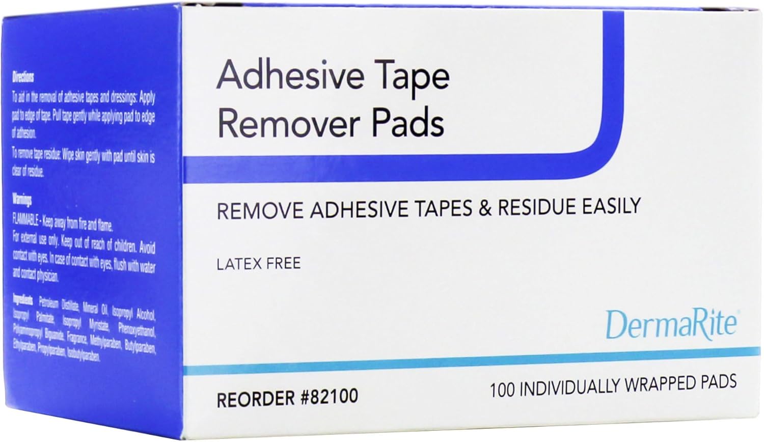 DermaRite Adhesive Tape Remover Pads - Remove Bandage and Patch Residue from Skin, Great for Ostomy Devices, 100 Wipes, 10 Packs, 1000 Total