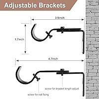 Vista 4 de Barras de cortina extralargas de 120 a 170 pulgadas, barra opaca resistente de 1 pulgada, barras de ventana de metal para puertas corredizas