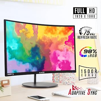 Kado Dual Monitor Setup - 2-Pack 27 Curved 1500R 1920x1080 Computer Monitor 75Hz VESA Mount HDMI Office Gaming Built-in Speakers (C27 Dual Series)