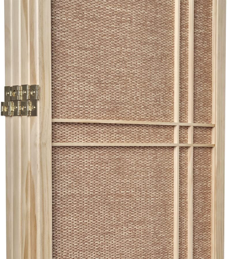 Legacy Decor 4 Panels Room Divider Privacy Screen Rattan Cane Webbing Insert Natural Finish Frame 71” High x 70” Wide