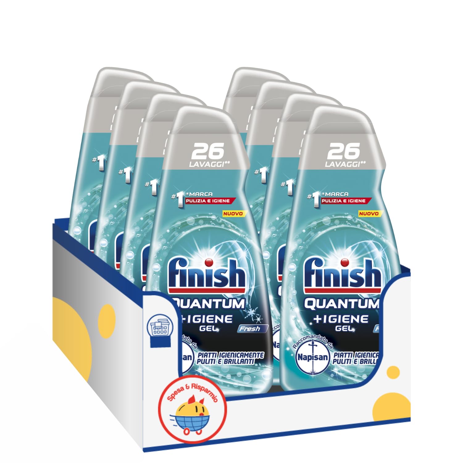 Detergente gel igienizzante lavastoviglie con formula combinata kit con Spugna Brandizzata SPESA & RISPARMIO Inclusa – Variazioni 4/8/12 Pezzi (8)