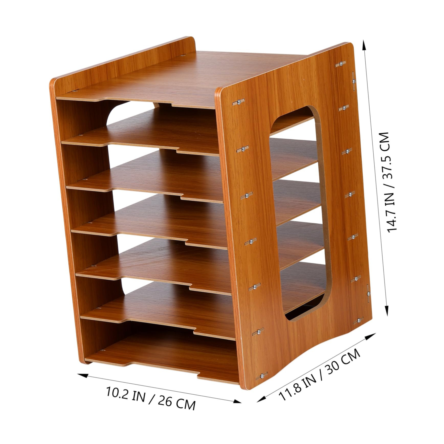 Angoily Organizer Scrivania in Ciliegio Strati Portadocumenti Impilabile per Ufficio e Casa Portaoggetti Multifunzionale per Libri Cancelleria e File Design Compatto e Stabile per Tavolo