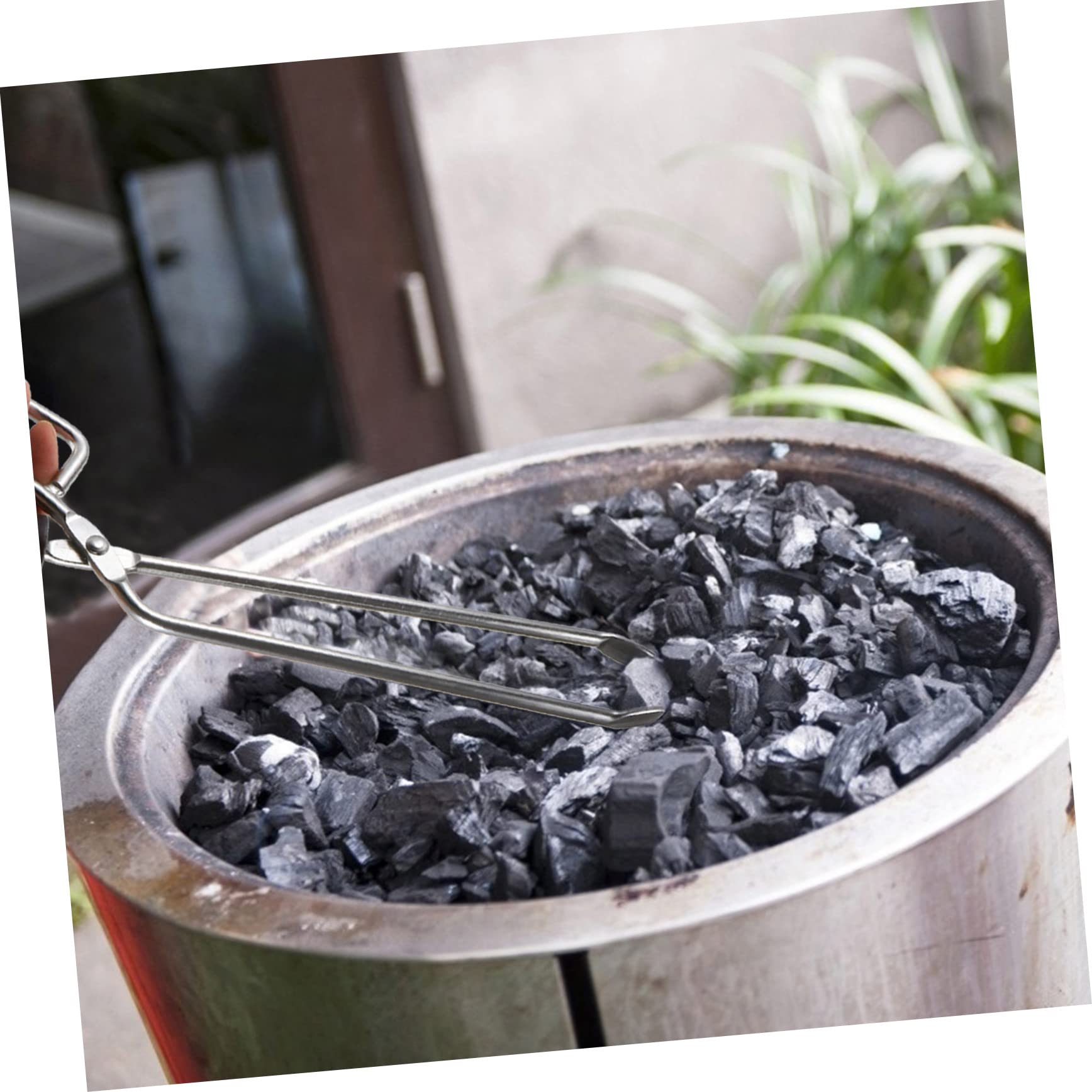Kisangel Pinza para Carbón de Barbacoa de Acero Inoxidable de Fácil Uso en La Cocina o en La Barbacoa al Aire