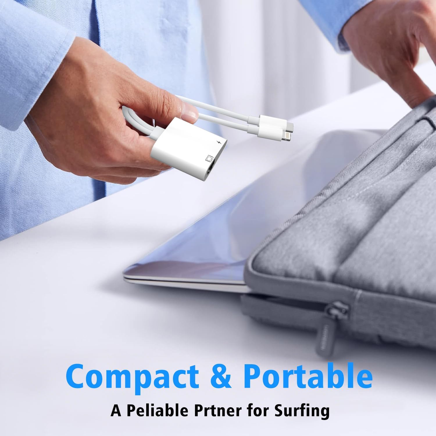 USB C to Ethernet Adapter,Apple MFi Certified Lightning to 10/100 Gigabit Ethernet Internet Adapter, 2 in 1 RJ45 LAN Network Dongle with PD Charging Prot for iPhone iPad Samsung Android MacBook Laptop image 7 of 8 B0FHK6T6WG