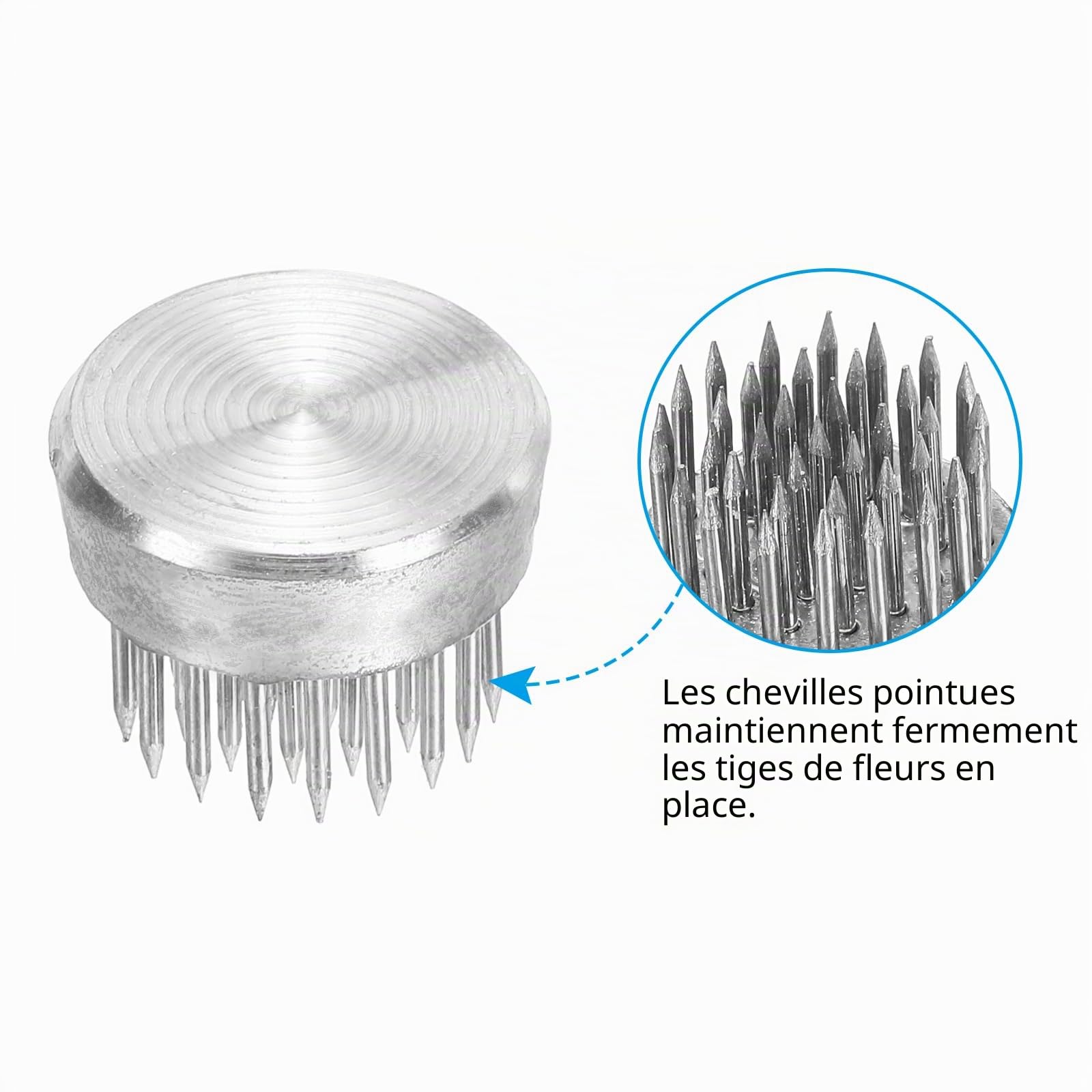 PATIKIL 0.9" Fleur Grenouilles Ikebana Kenzan, 10 pcs Fleur Arrangeur Outil Inox Floral Grenouille Broche Support pour Vase Fleur Arrangement, Argent Ton
