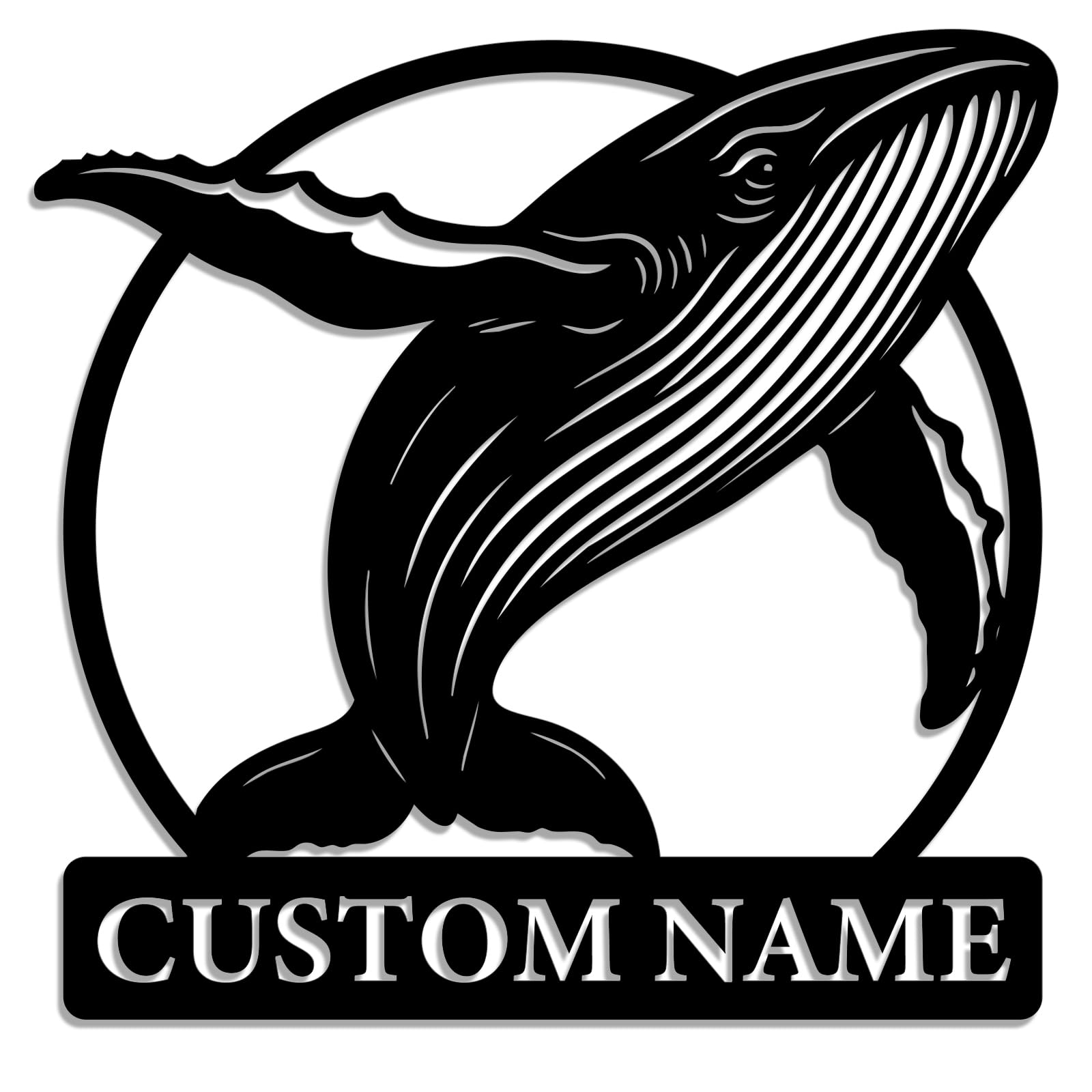 Personalized Whale Metal Sign – Custom Name Ocean-Inspired Wall Art – Metal Whale Decoration for Coastal Homes, Beach Houses, and Nautical-Themed Spaces (Style-4)