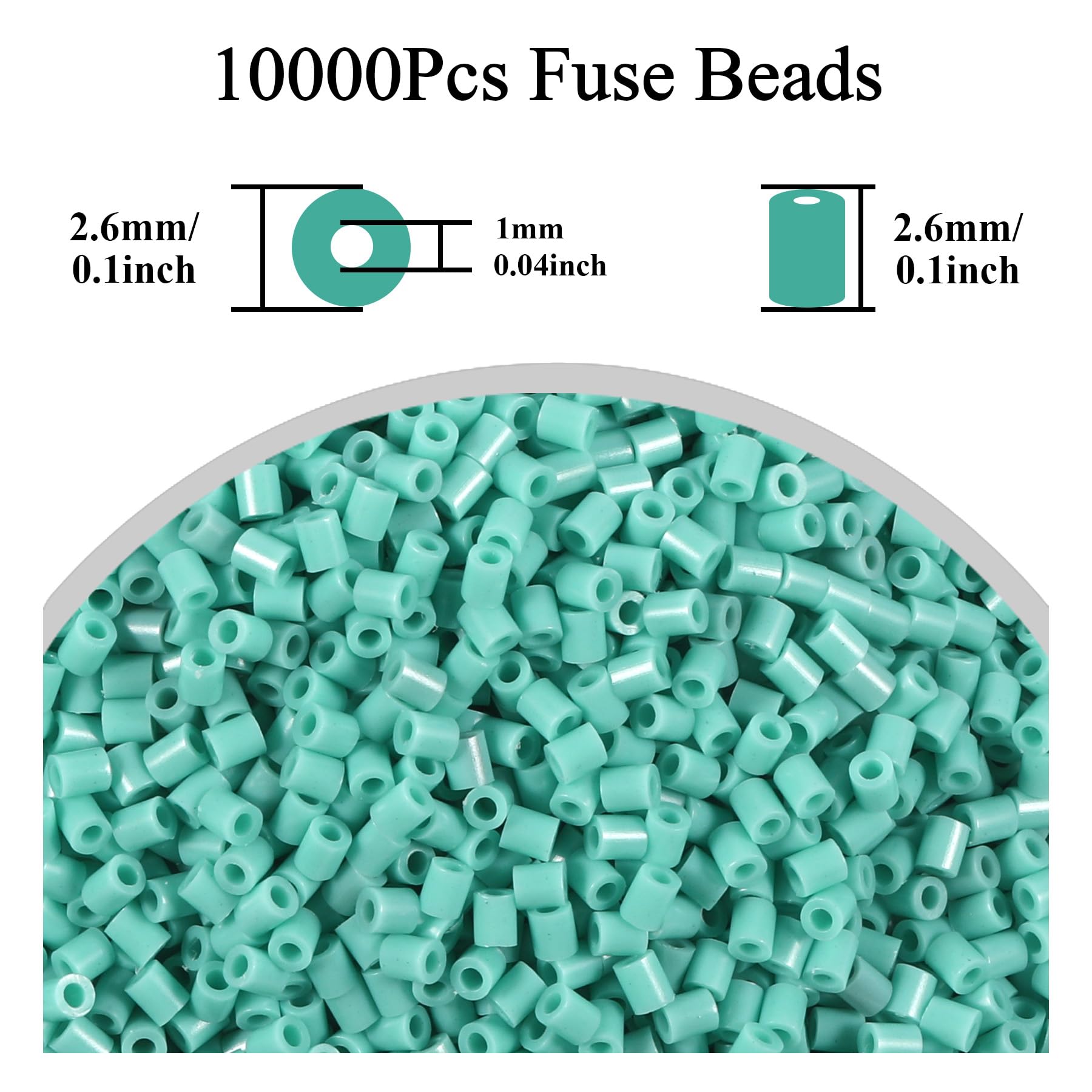 10000Pcs Loose Mini Fuse Beads 2.6mm Bulk Refill Kit Stress Relief Pixel Art 3D Craft Melting Beads for DIY Decor Crafts Creative Handmade Projects (Cyan) - Image 2