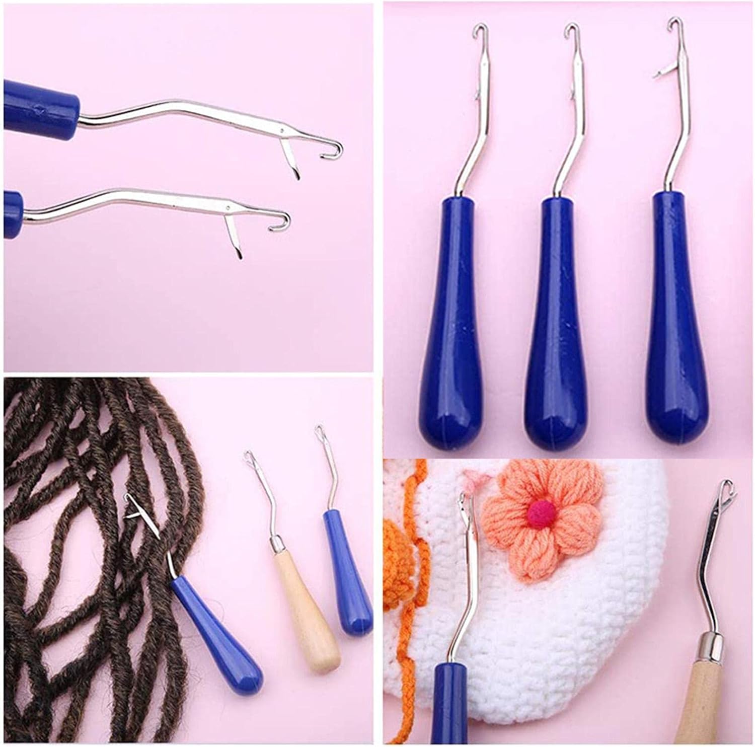 Xiaojikuaipao 3X Bent Latch Hook Tool, Crochet Needle Hook Knitting Tool Perfect for Rug Making and Art Crafts Accessories