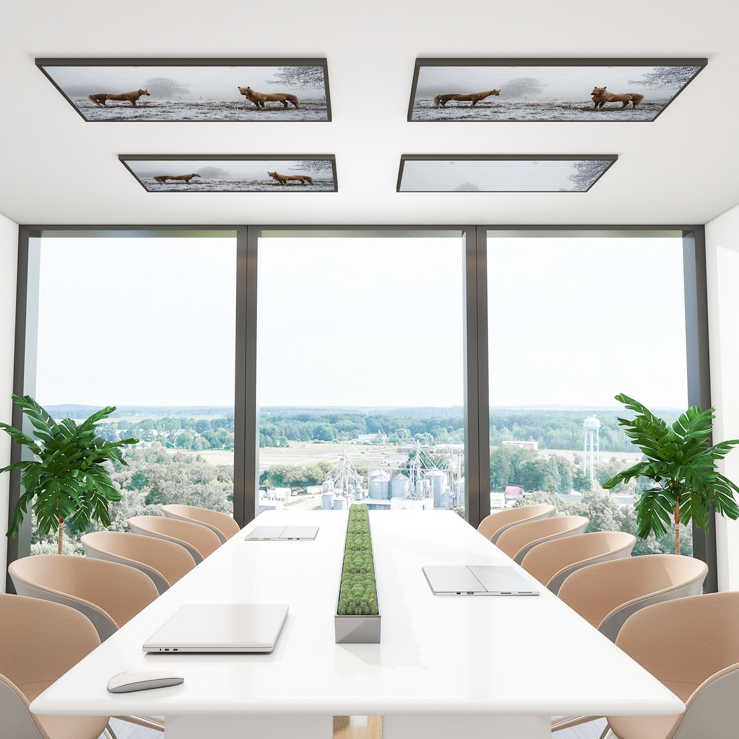 4 Pack Fluorescent Light Covers for Ceiling Lights horses cold winter day Decorative Magnetic Fluorescent Light Covers for Classroom Office Home 2x4 ft