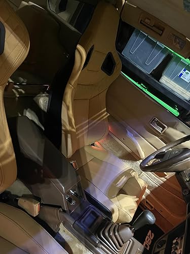 Miniatura 9 de Asientos universales para carreras, cuero de PVC beige, reclinable, con doble deslizador, asiento inferior bajo (no incluye soporte de asiento)