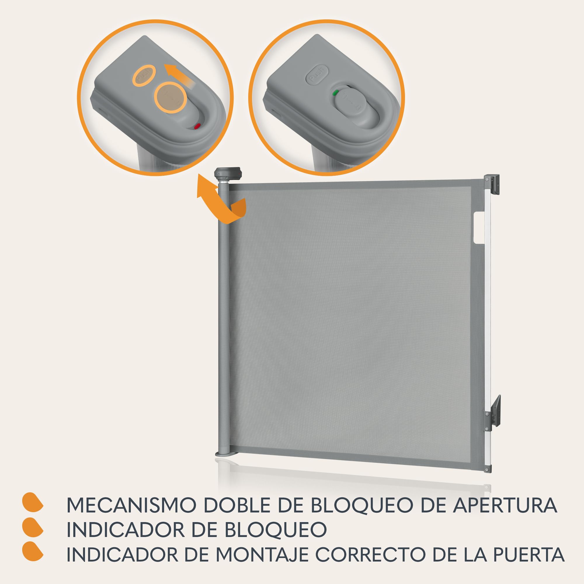 LIONELO THEA Puerta de Escalera 85x140 cm Extensible Ajustable de Seguridad para Montaje en la Puerta, la Escalera de Pasillo, Apertura de hasta 140 cm, Barrera Barandilla de Seguridad para Niños | Ajustable de Seguridad para Montaje en la Puerta, Apertur