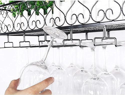 Miniatura 6 de LaseVe Estante para vinos, estantes de vino montados en la pared con 8 soportes para vidrio de vástago, estante de vino colgante industrial, estante