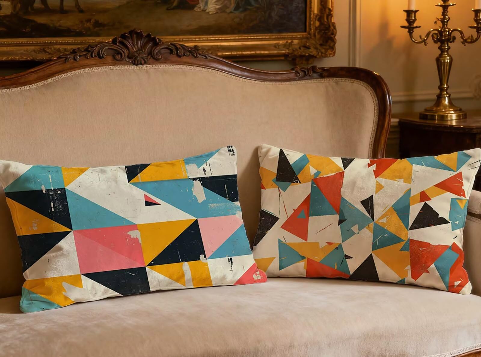 Taie oreiller 50x70cm velours lot de 2 pour rénover un canapé ancien avec élégance