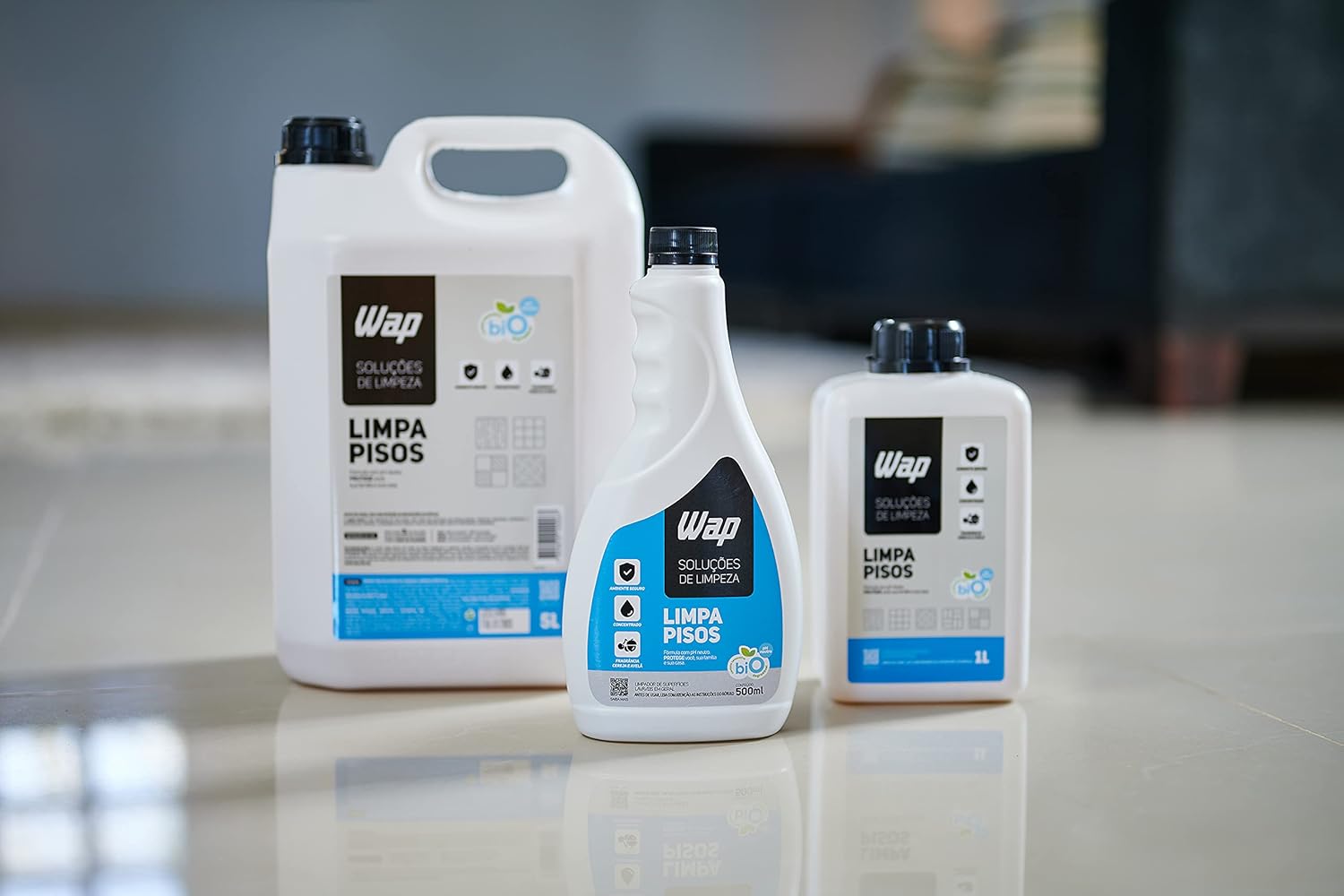 Limpador de Porcelanatos Pisos e Superfícies WAP LIMPA PISOS 1 LITRO, Branco e azul