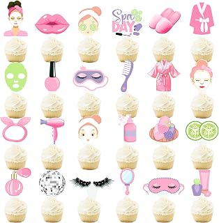Spa Cupcake Toppers Spa Party Decorations 48PCS Eye Mask Cake Decorations Spa Day Cupcake Picks Make Up Party Decorations for Girls Spa Theme Bridal Shower Supplies