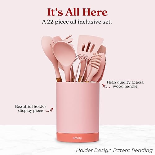 Vista 26 de Juego de utensilios de cocina de silicona y soporte: juego de utensilios de cocina, esenciales de cocina para el nuevo hogar y el primer Naranja