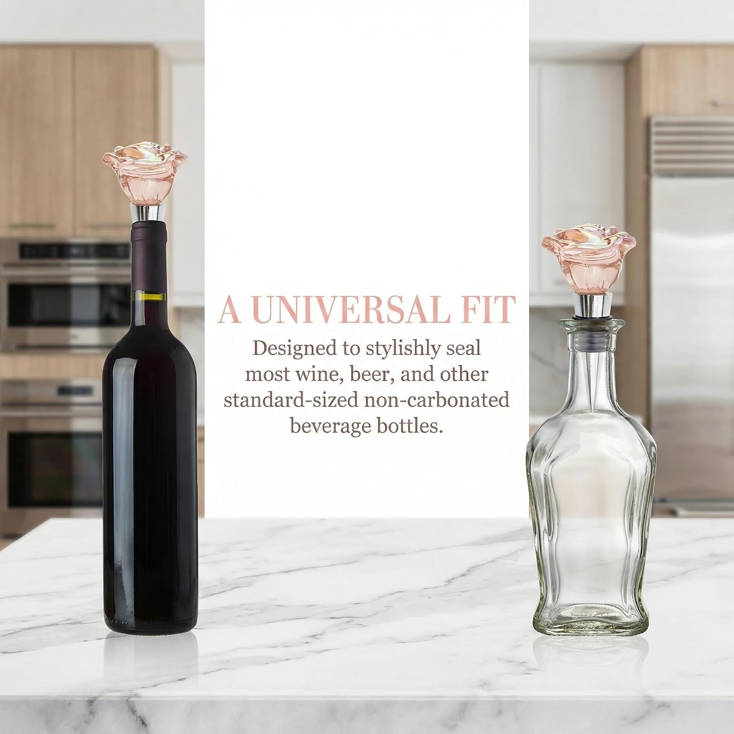 Cute Wine Stopper Bottle Topper Decorative Glass Cork Beautiful Rose Wine Accessories Modern Stoppers for Wine Lovers Bouquet Style Reusable Wine Preserver for Beverage and Party Use