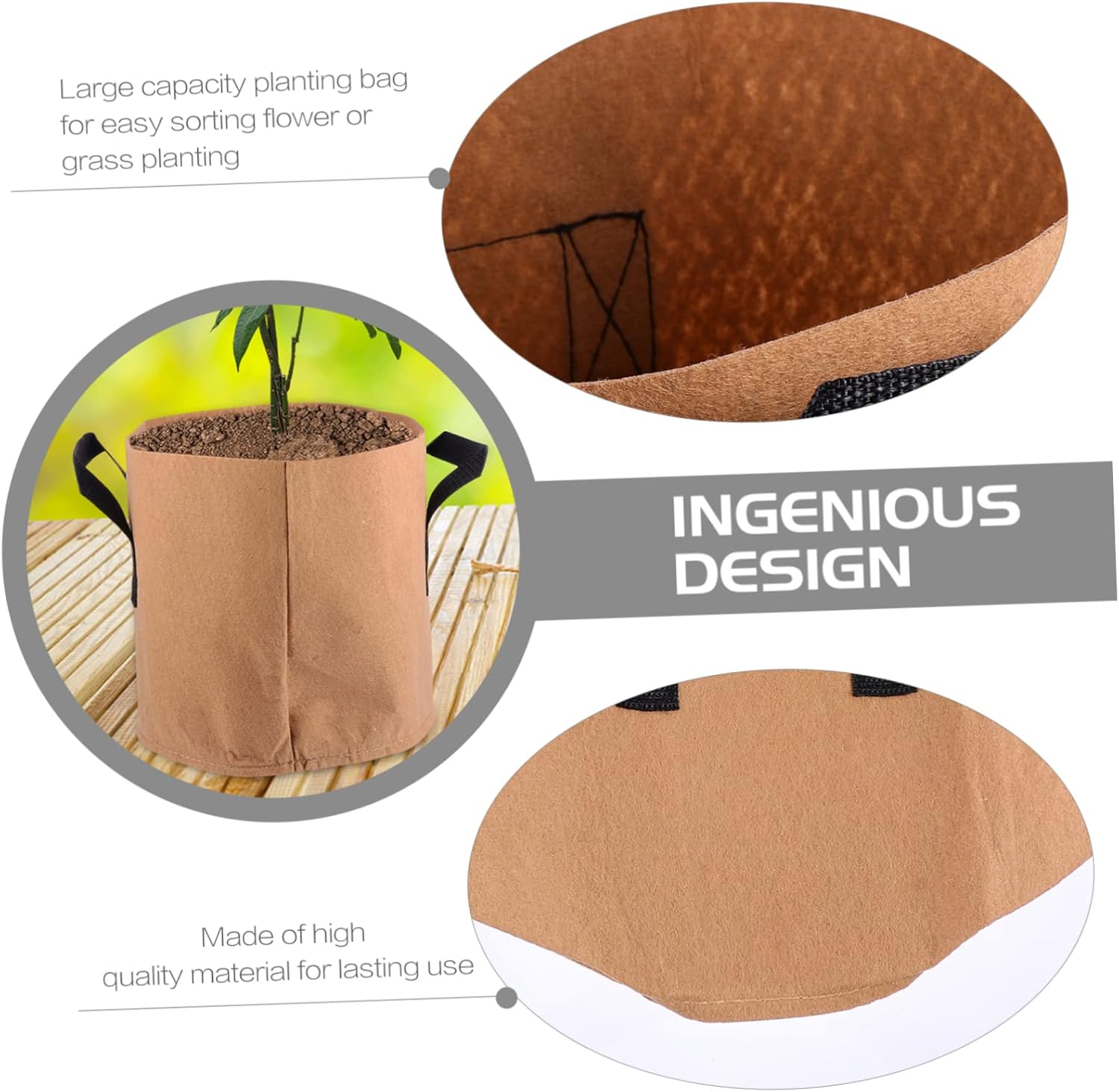 Mipcase 12pcs Nonwoven Plant Grow Bags for Vegetables and Flowers Portable and Lightweight Handles for Indoor and Outdoor Gardening