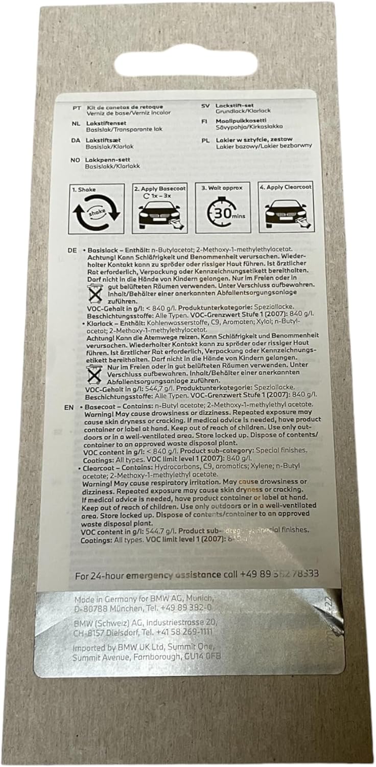 Genuine Alpine Touch Up Car Paint - White Code 300 - 2x12ml - For BMW | 51910301918