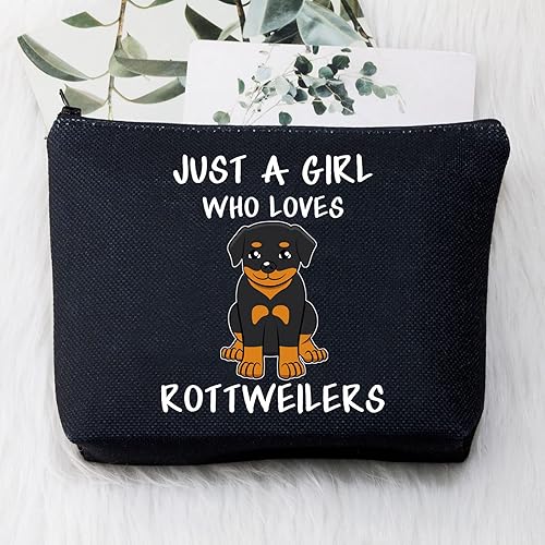 Miniatura 5 de BDPWSS Rottweilers Bolsa de maquillaje para perro, mamá, amante de los perros, regalo Just a Girl Who Loves Rottweilers, Chica ama rottweilers bl