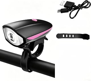 DSHPZK Rechargeable Bike Lights for GT Grade Carbon Pro 2025-2026,Night Riding Flashlight with Electric Bell Ultra Bright Waterproof Bike Headlight with Horn,Pink
