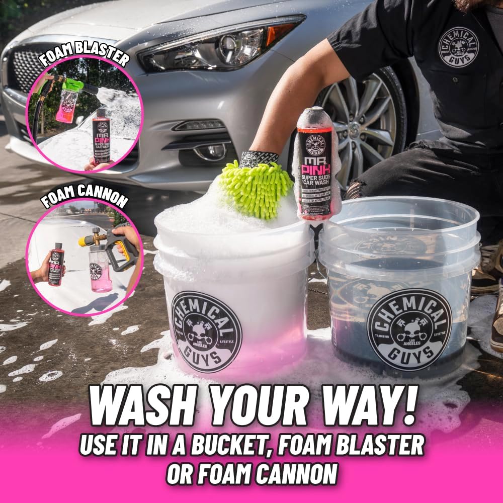 Chemical Guys Mr. Pink Foaming Car Wash Soap (Works with Foam Cannons, Foam Guns or Bucket Washes) Safe for Cars, Trucks, Motorcycles, RVs and More, Candy Scent, Extra Large Size 32 fl oz - CWS_402_32 4 Chemical Guys Mr. Pink Foaming Car Wash Soap (Works with Foam Cannons, Foam Guns or Bucket Washes) Safe for Cars, Trucks, Motorcycles, RVs and More, Candy Scent, Extra Large Size 32 fl oz - CWS_402_32