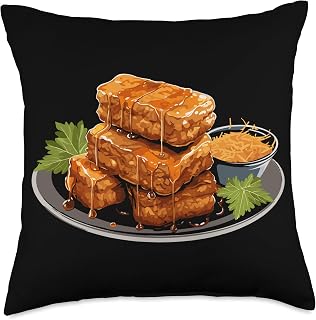 Tempeh Vegan Food Lover Indonesia Tofu Foodie Throw Pillow