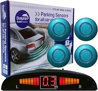 Dolphin Automotive DPS450 Reverse Parking Sensors In 32 Colours 4 Ultrasonic Radar Sensors Kit Audio & Display Alert System - Electric Blue