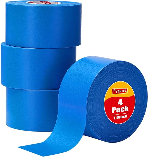 4 Rolle Malerkrepp, 50m x 48mm Kreppband Blau Maler Klebeband Masking Tape Abklebeband Maler Universal für Malerarbeiten Renovierungen Handwerke