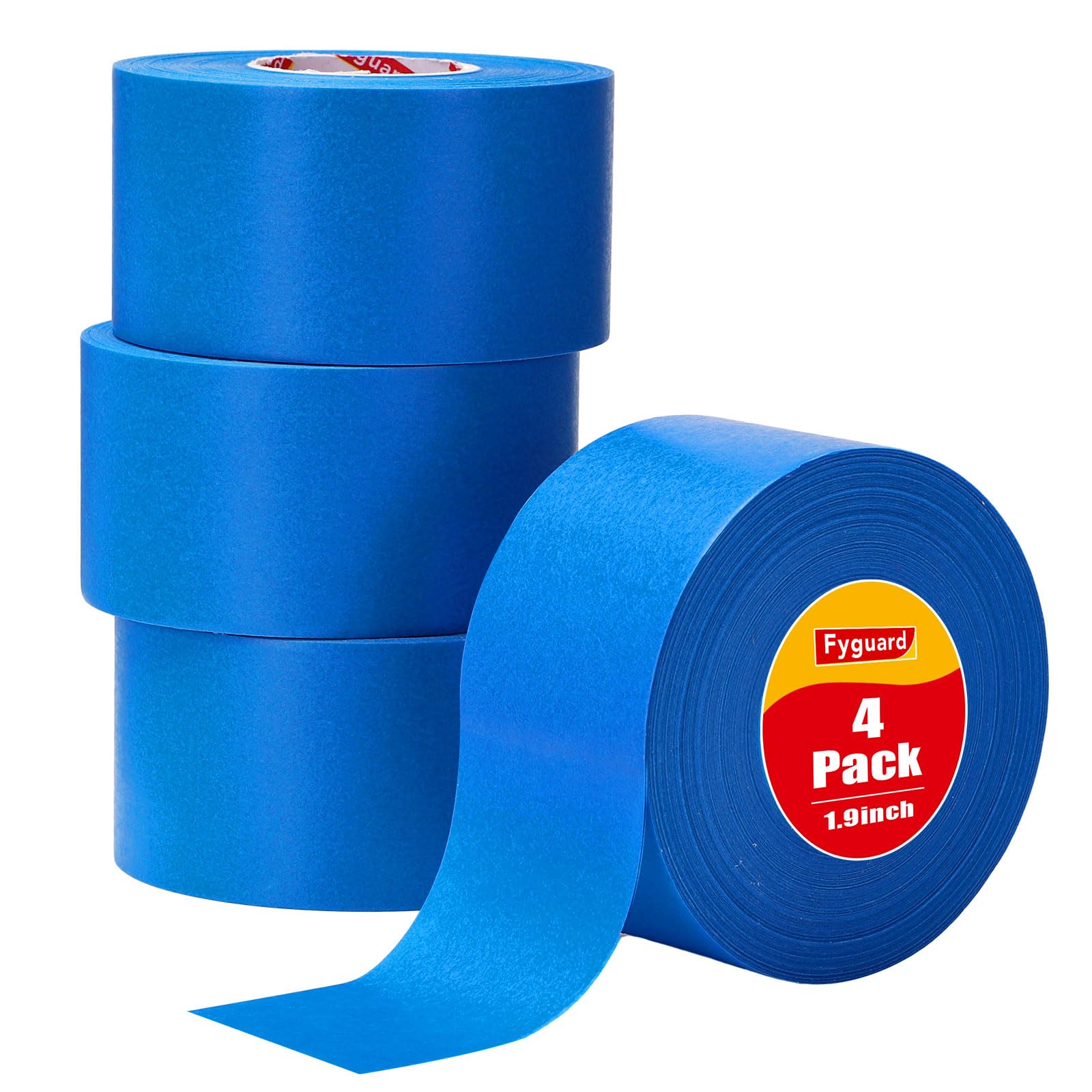 Fyguard 4 Rolle Malerkrepp, 50m x 48mm Kreppband Blau Maler Klebeband Masking Tape Abklebeband Maler Universal für Malerarbeiten Renovierungen Handwerke