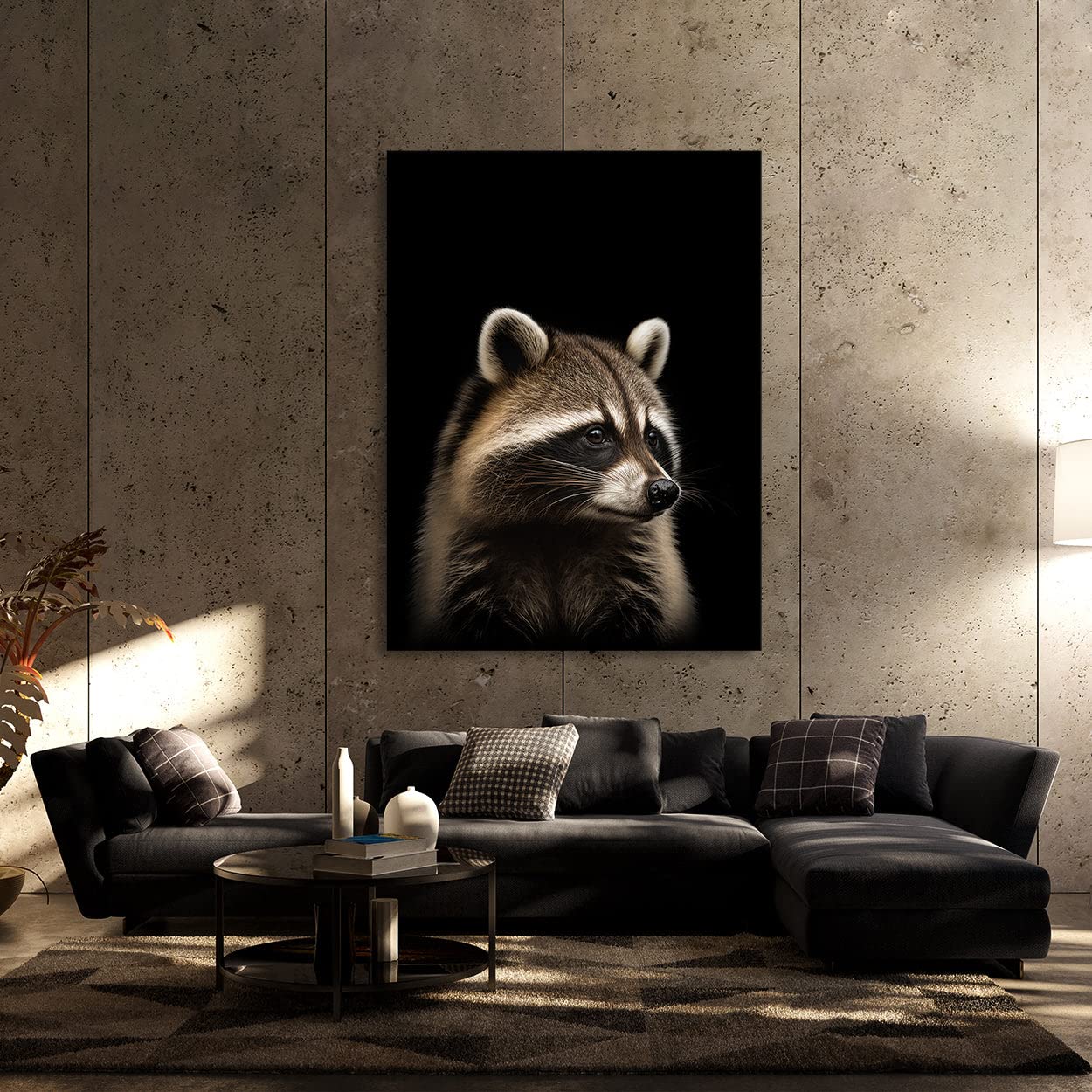 Amazon.com: Sense Canvas Animal Black Raccoon Head 161 Canvas Art