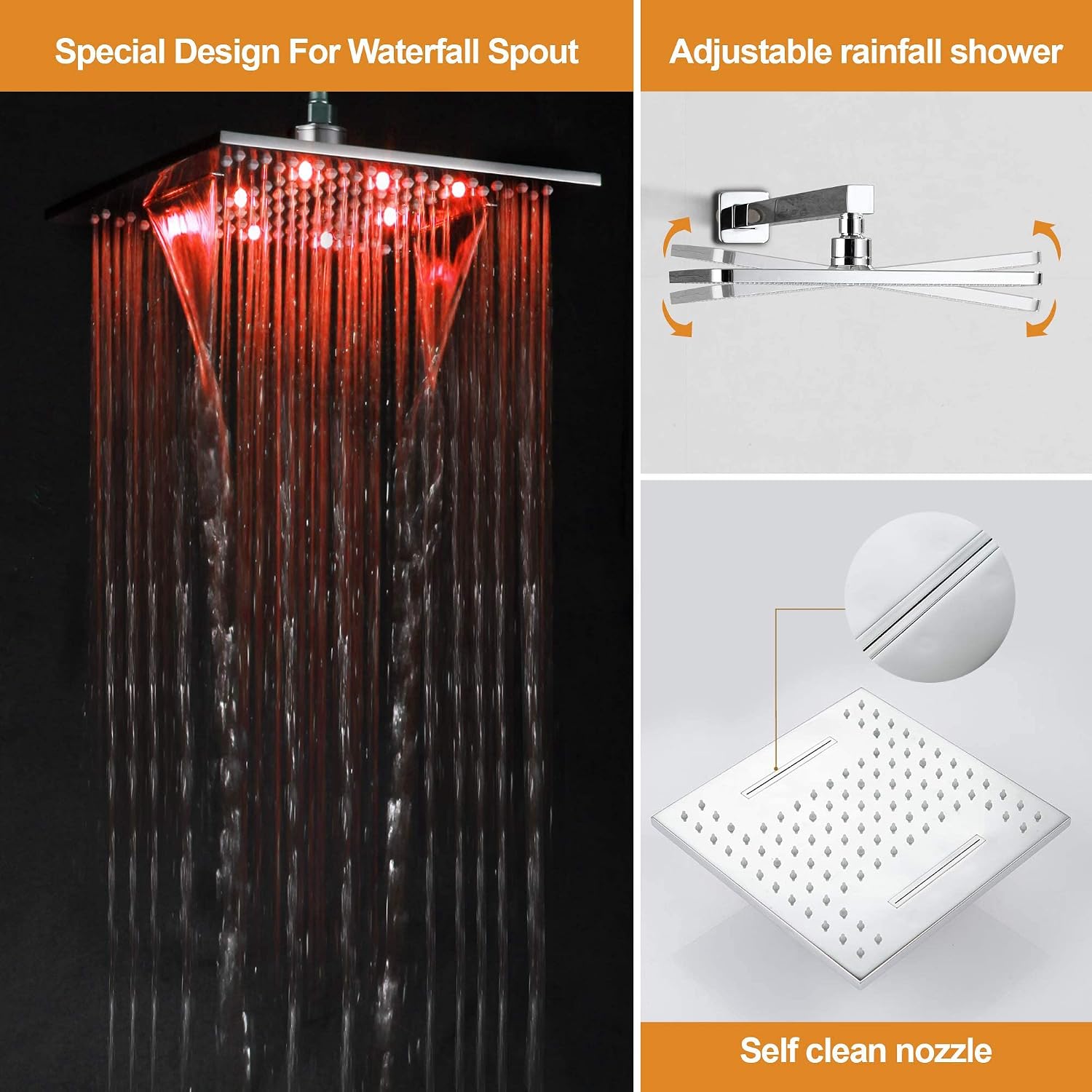 Best Cyber Monday 🔥 DEOLER LED Shower Systems with Handheld Shower, Solid Brass Rainfall Shower System with 10 Inches 3 Light Colors LED Square Waterfall Shower Head Wall Mounted Rain Shower with Balance Valve, Chrome 🛒 Flash Sale DEOLER LED Shower Systems with Handheld Shower, Solid Brass Rainfall Shower System with 10 Inches 3 Light Colors LED Square Waterfall Shower Head Wall Mounted Rain Shower with Balance Valve, Chrome