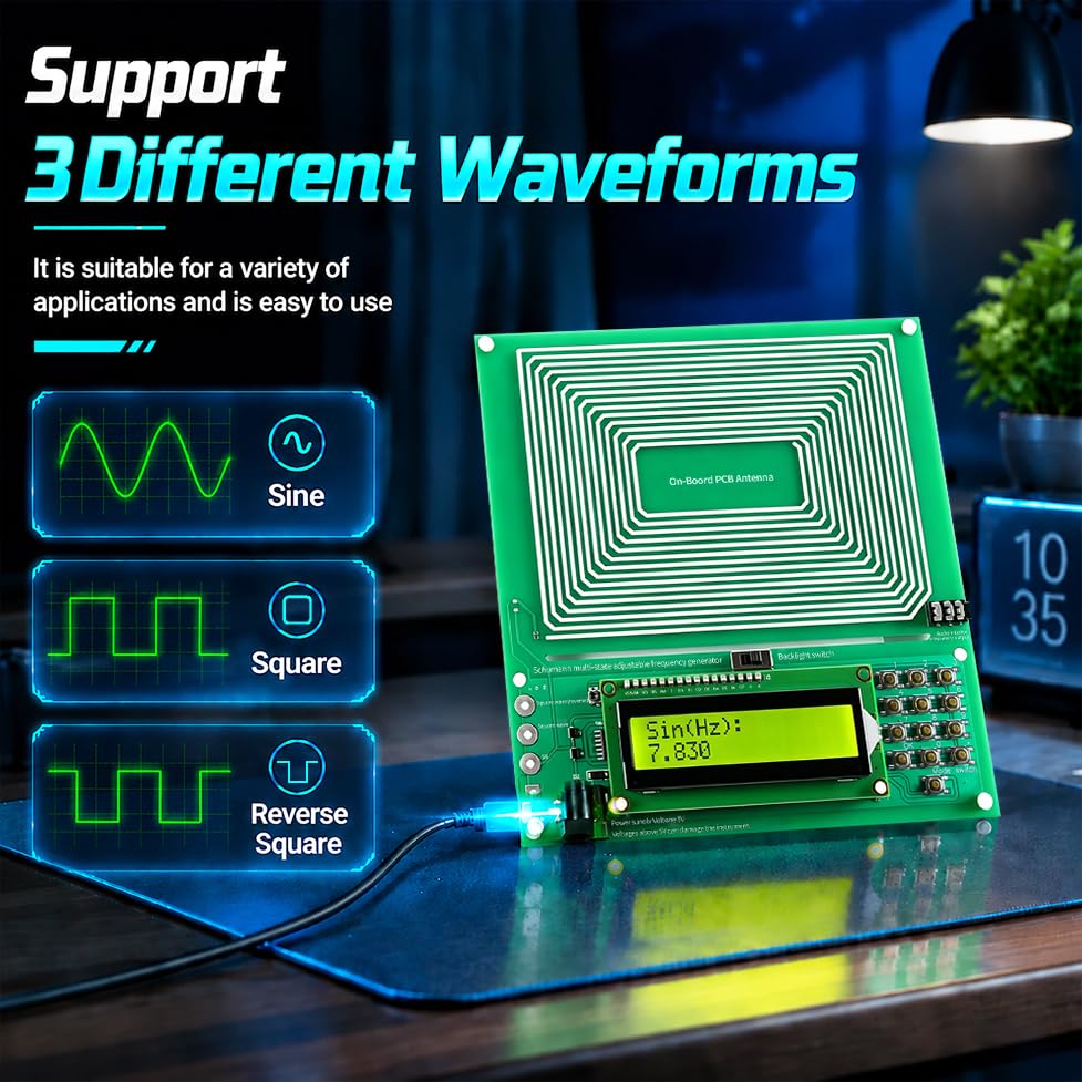 7,83 Hz Schumann Frequenz Generator, Einstellbare Frequenz 0,001 Hz bis 200 kHz, Frequenzgenerator Gerät mit LCD Display & USB, Tragbarer Resonanzgenerator für Schlafzimmer & Büro