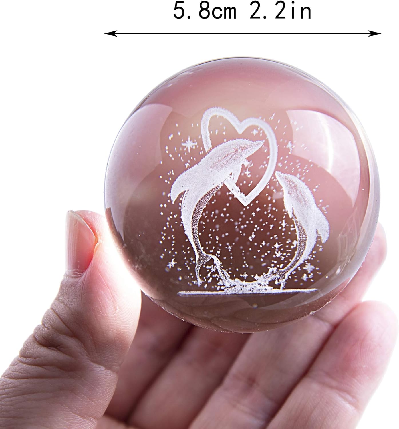 HDCRYSTALGIFTS3D Dolphin Crystal Ball Paperweight Figurines- Dolphin Gifts 60mm Crystal Ball with Stand, Christmas, Valentine's Day,Birthday Gift