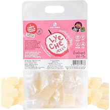 CHEW GREEN Lychee Gummies Jelly 7oz 62% Real Fruit Soft Chews - Individually Wrapped Authentic Thai Dessert Vegan Floral Candy for Travel, Office Desk, Wedding Favors & Valentines Day Gift