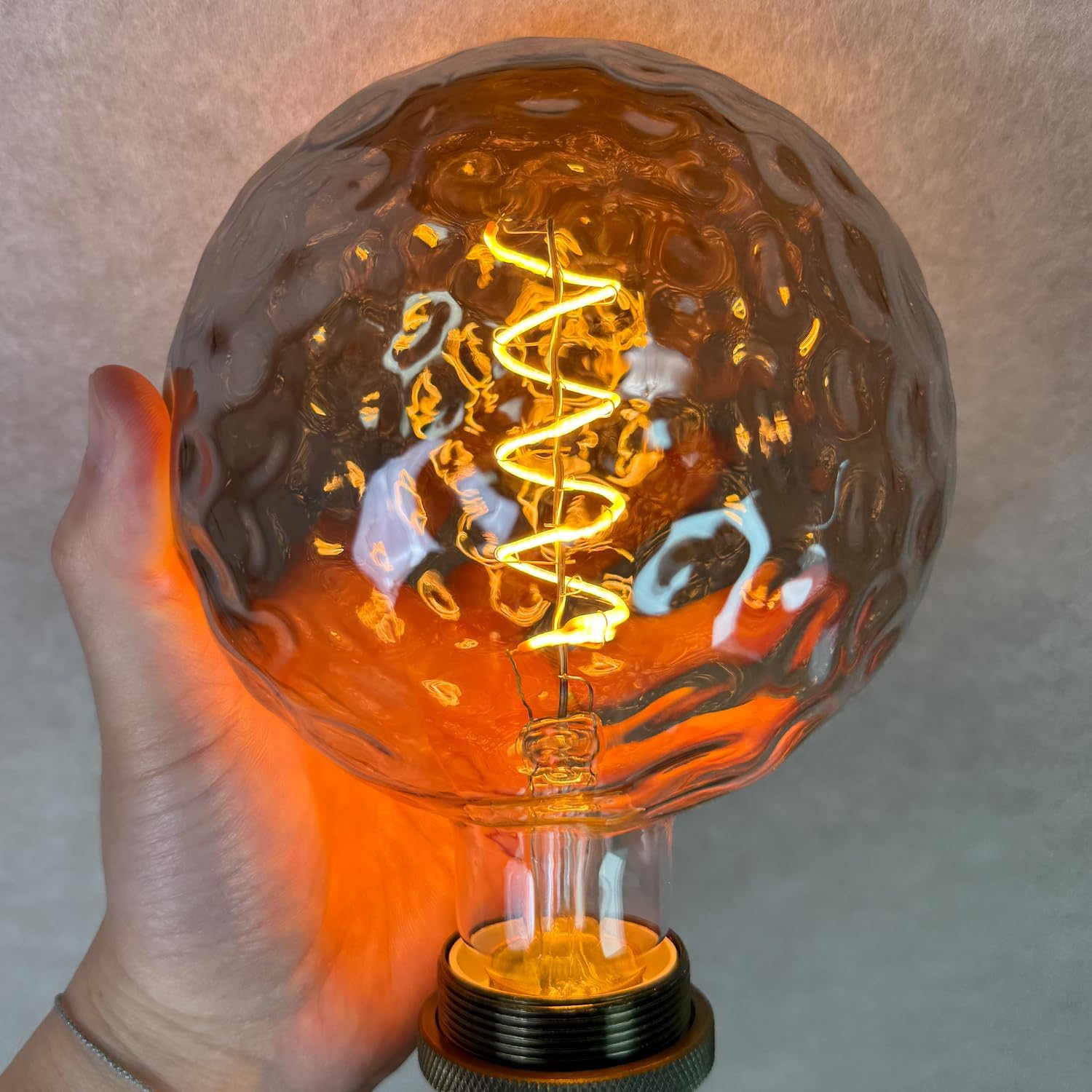 G40 LED Edison Bulb, Smoke Gray Hand-Blown Hard Glass, 4W (25W Incandescent Equivalent), 110-130V, E26, 2000K Warm Yellow Light, 200LM, Dimmable, for Indoor Decorative Lighting (Meteorite)