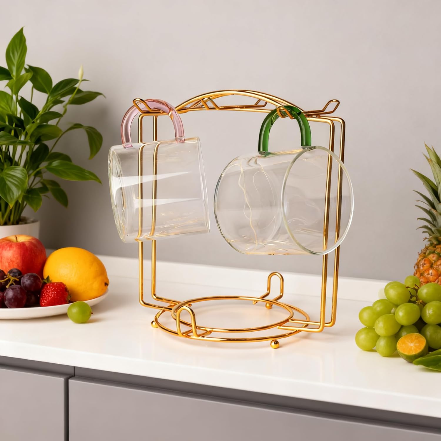 Glass Coffee Mugs with Handle - 10 OZ High Borosilicate Glass Coffee Cups - Transparent Tea Cup for Hot Cold Beverages, Glassware Set for Americano, Latte, Cappuccino (Pastel Handle) - Image 6