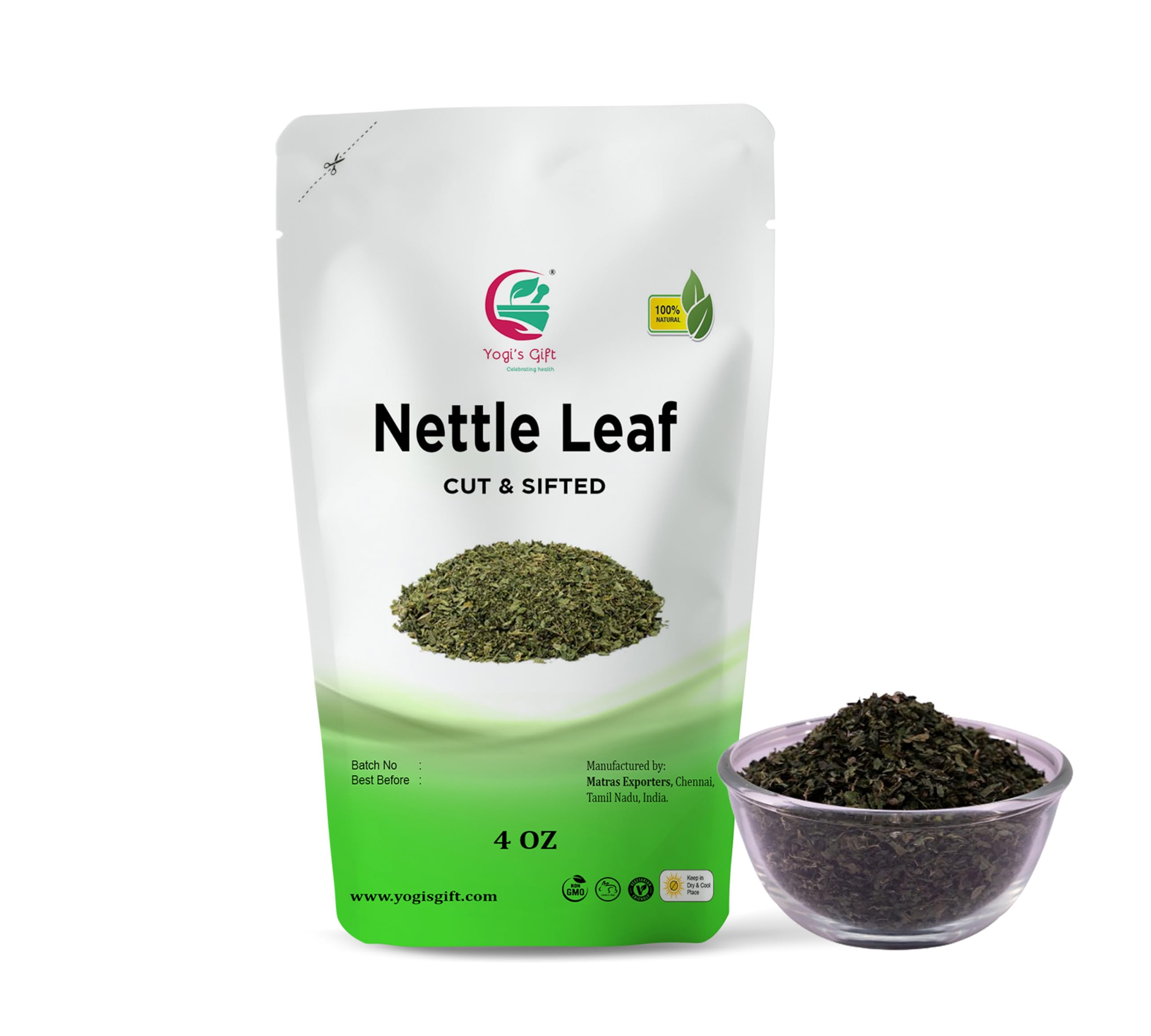 – Nettle Leaves Dried 113 grams (4 oz) | Nettle Leaf Tea | Cut and Sifted | Stinging Nettle Herb Bulk | Non- Gmo, Ethically sourced | By Yogi's Gift®
