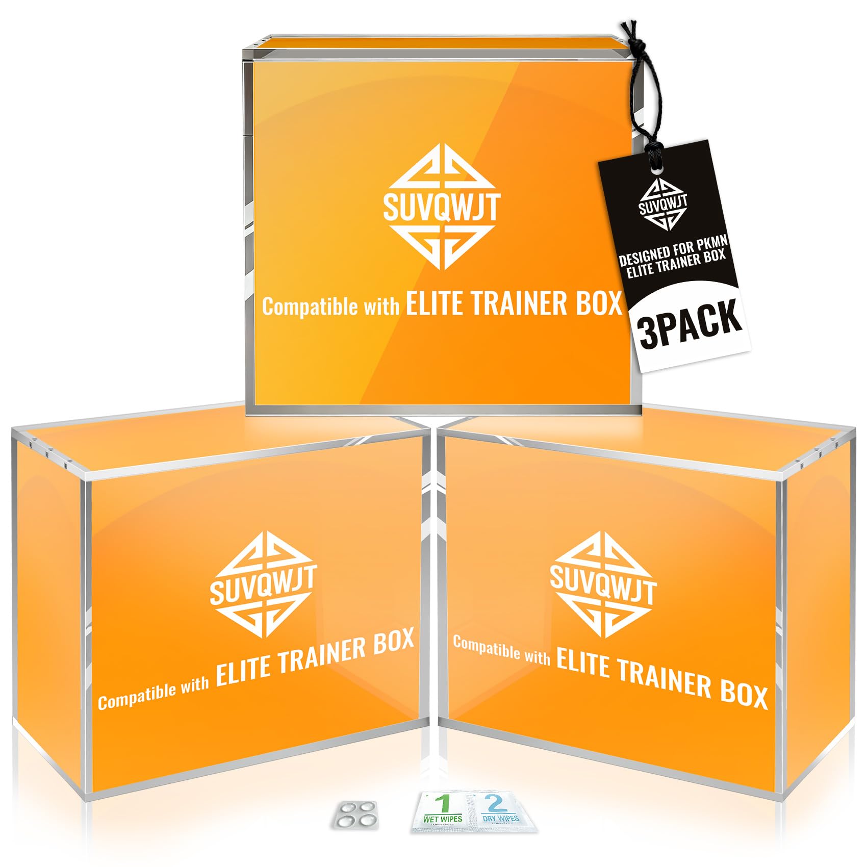 Photo 1 of SUVQWJT 3 Pack Elite Trainer Box Acrylic Case - Extra Thick ETB Protector Case Compatible with PKMN, Magnetic Lid, UV Resistant, Stackable Display Storage Box for PKMN ETB Collection