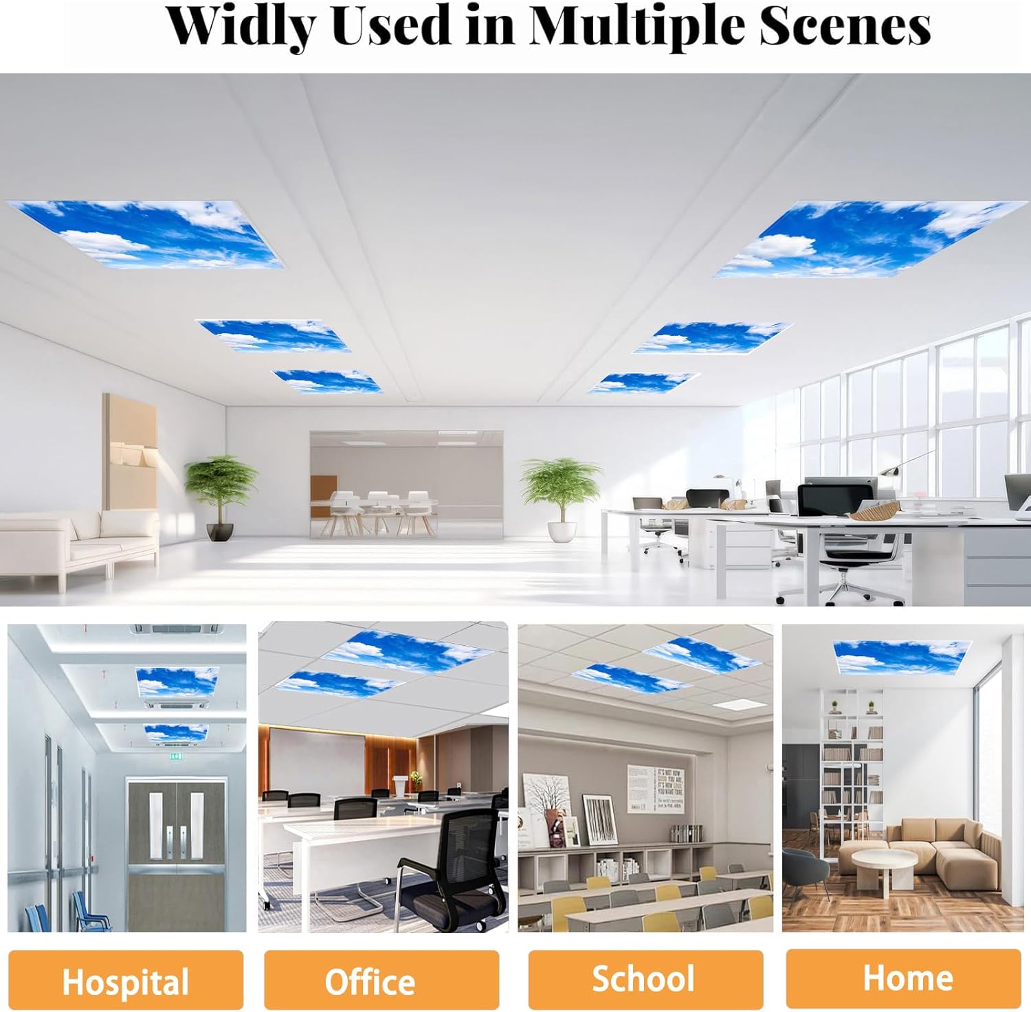 6 Pcs Fluorescent Light Covers - 4 x 2 Feet Covers for Ceiling Lights, Magnetic Light Filters for Classroom, Office, Hospitals, Home (Floating Clouds)