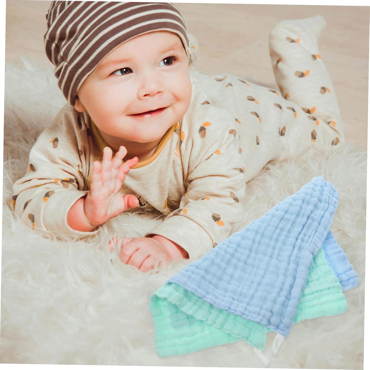 2pcs Burp Cloths Soft Absorbent Washcloths for Gentle Cotton Drool Towels and Versatile Essentials