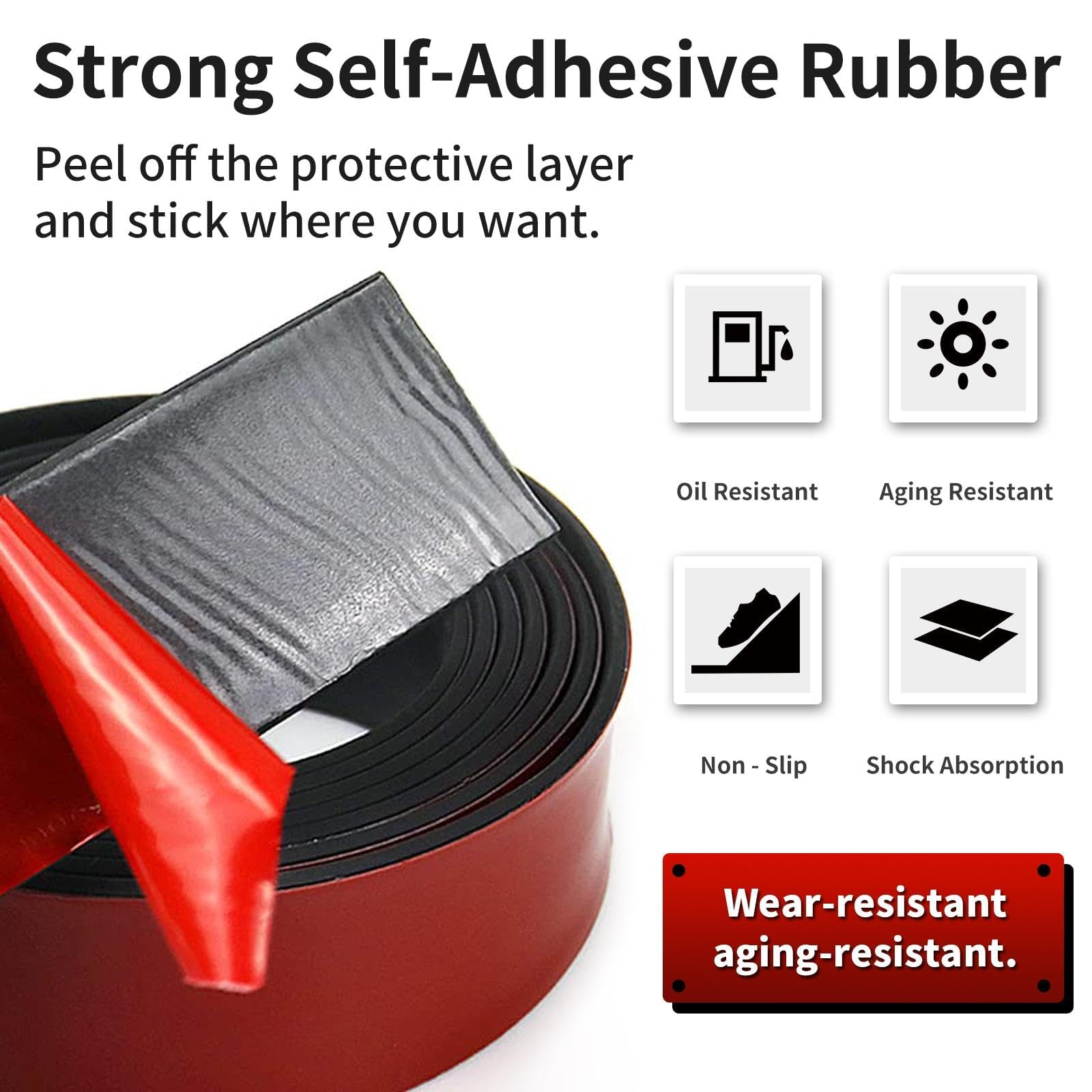 Bandes adhésives en caoutchouc néoprène Neopre avec dos adhésif - Rouleaux en caoutchouc solide pour joints de bricolage, artisanat, tampons, protection de sol, supports, nivellement (100 mm