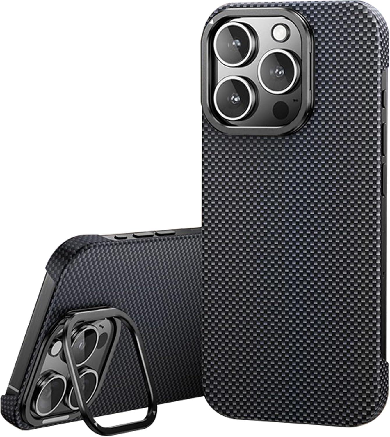 Case for iPhone 16 Pro/16 Pro Max, Ultra-Thin Aramid Fiber 1500D with Invisible Camera Stand [Compatible with MagSafe] Lightweight, Durable