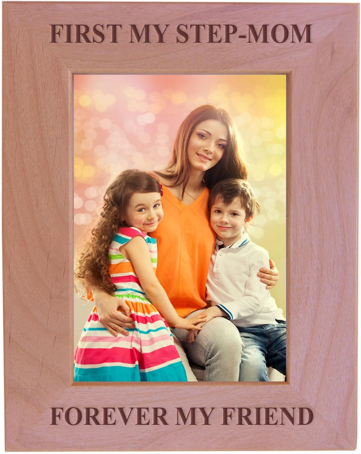 CustomGiftsNow First My Step-Mom Forever My Friend - Wood Picture Frame - Fits 5x7 Inch Picture (Vertical)